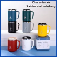16oz Insulated Coffee Cup with Handle Stainless Steel 500ML Coffee Cup Double Wall Thermos Coffee Travel Mug with Mag Slider Lid 6