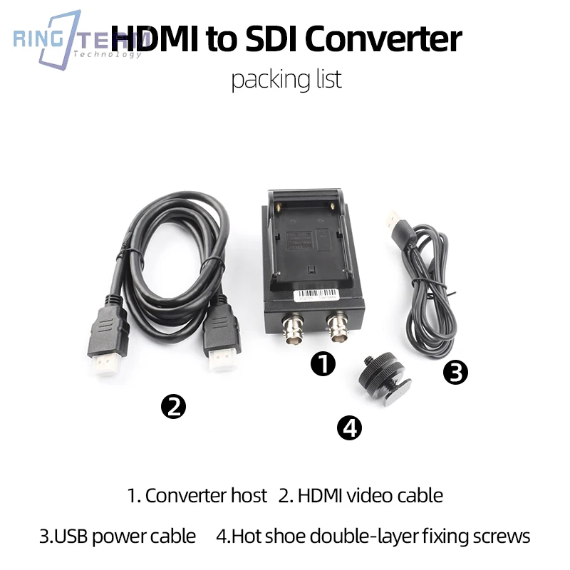 

HDMI to SDI Adapter Converter + Cable with NP-F Battery Plate Computer Camera Connection Audio Video Monitor Transmission