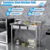 Bymaocar 3-Compartment Public Commercial Stainless Steel Utility Sink,Free Standing High-capacity Laundry Basin with Two Faucets 1
