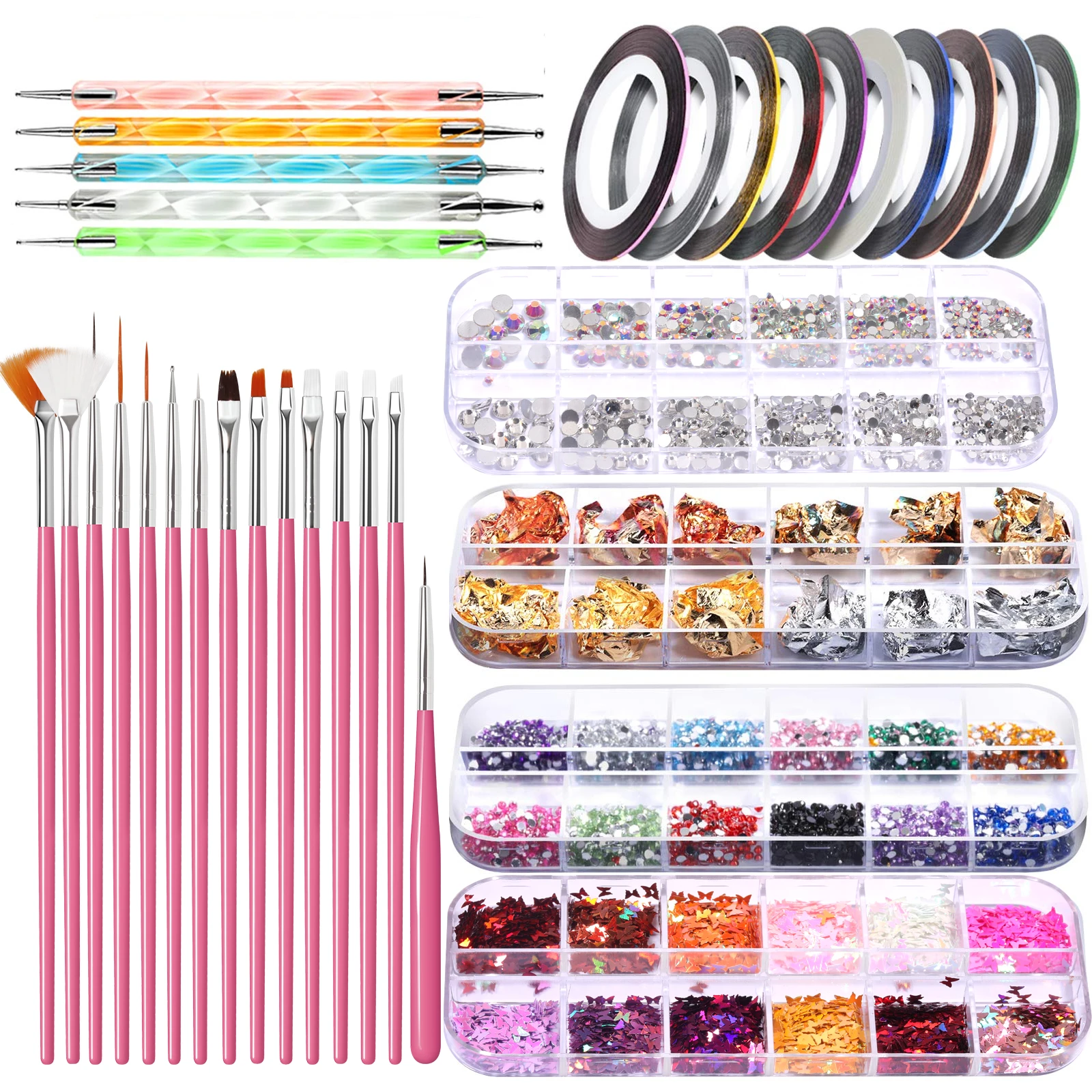 Pro Full Acrylic Powder Nail Art Tool Kit-Set Nail Tips Brush File Form DIY  UK | eBay