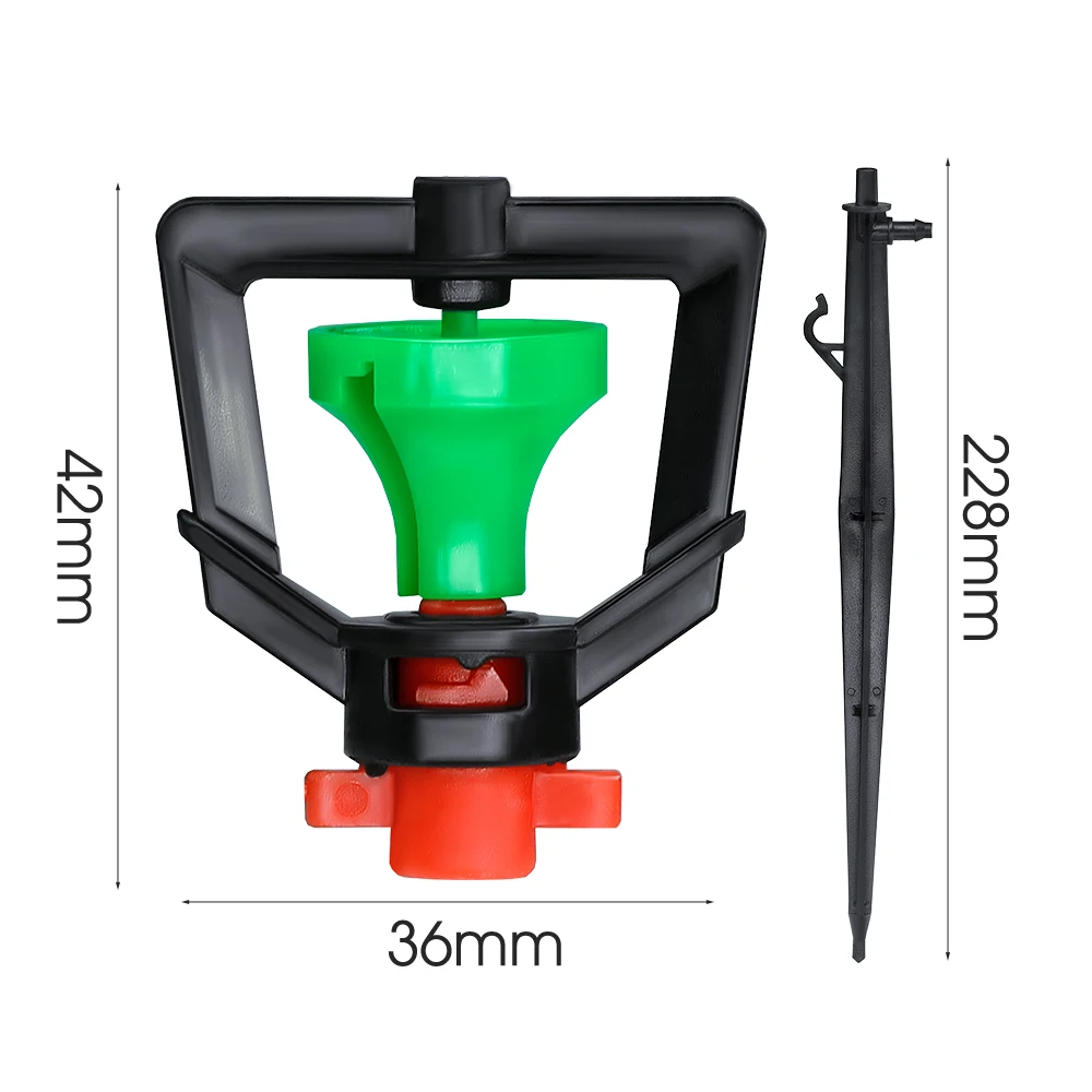 Description Picture 5 of item5PCS 360° Rotating Micro Sprinklers with 22cm Stakes Garden Lawn Greenhouse Watering Irrigation System Nozzle Big Green Wheel