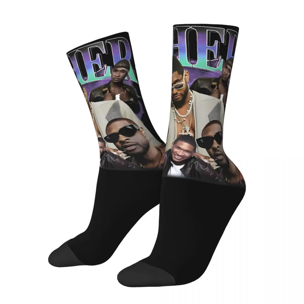 

Women's Retro Usher Rapper Bootleg Socks Soft Casual 2024 Tour Socks Hip Hop Accessories Middle TubeSocks Best Gift Idea