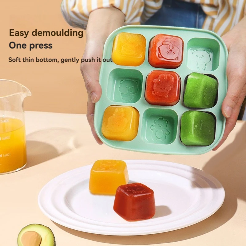 9 Grid Bear Baby Silicone Supplementary Food Box Silicone Ice Grid Ice Box Cubes Cubes