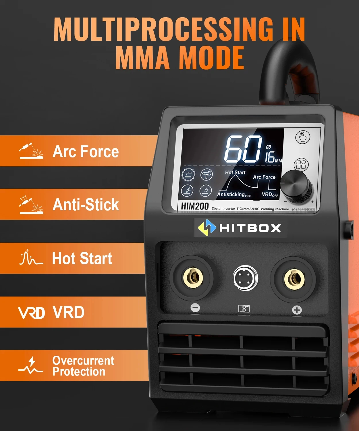 HITBOX Welding Machine Lift TIG MMA 3 In 1 HIM200 Gas Shielded MIG Gasless Single Voltage 220V Supports The Use Of Drawing Guns