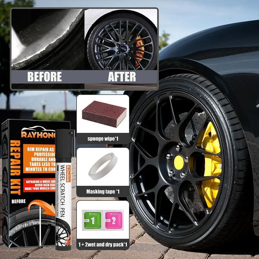

Universal Black Paint Car Alloy Wheel Repair Adhesive Kit General Purpose Black Paint Fix Tool For Car Auto Rim Dent Scratc G5D3