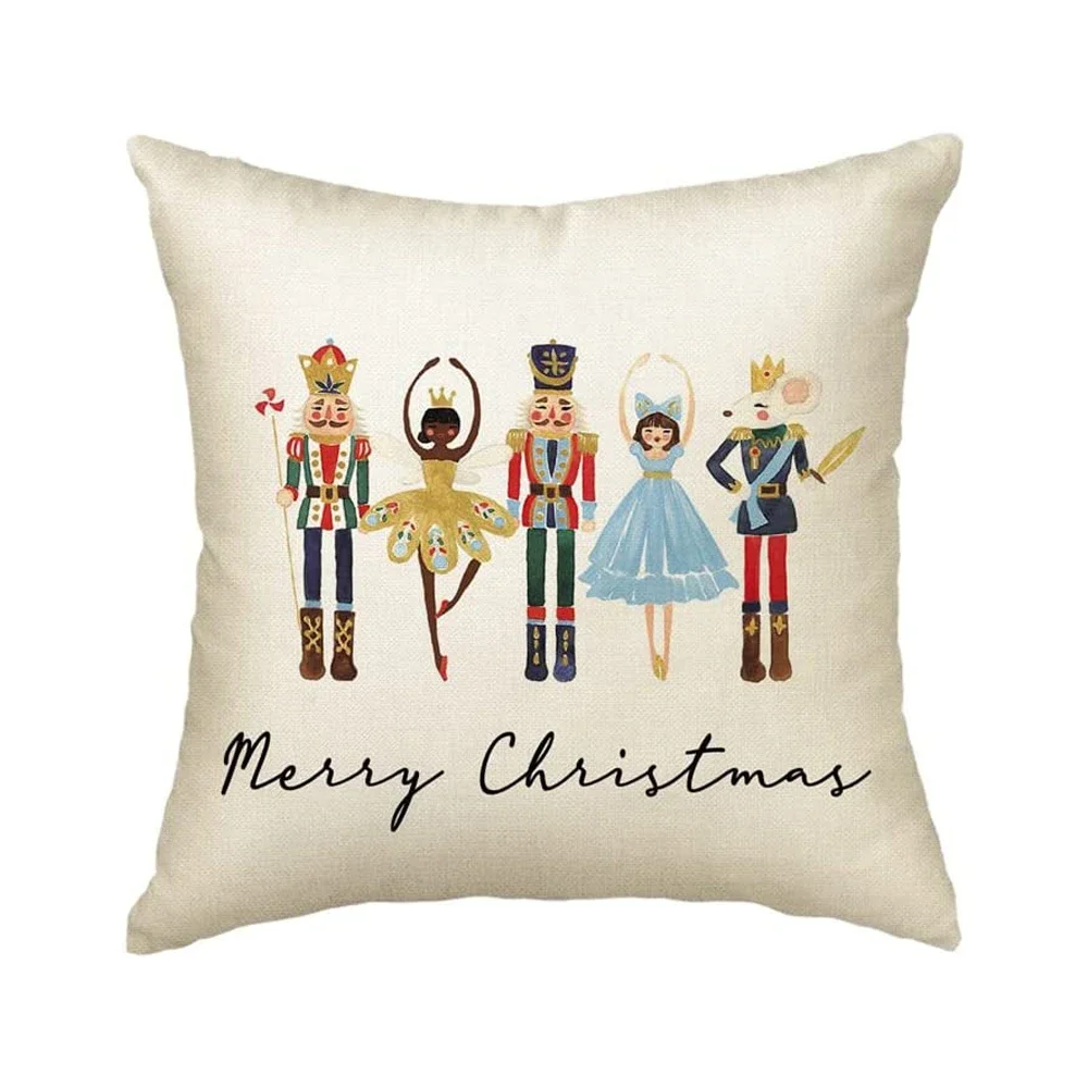 Description Picture 2 of itemMerry Christmas Nutcracker Throw Pillow Cover 18x18 Inch Winter Holiday Party Cushion Case Home Decoration for Sofa Couch Bed