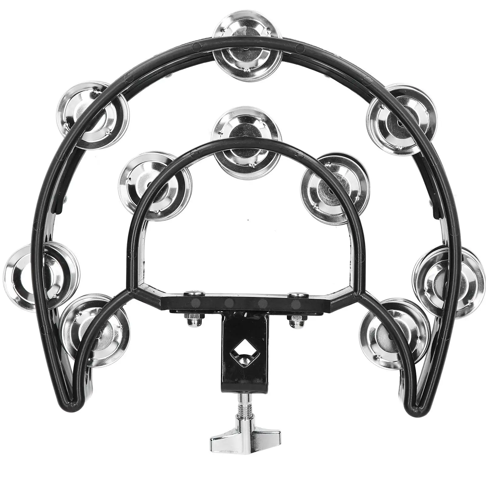 Multifunctional Hi-Hat Tambourine Bell Rattle Drum Set with Loose Double Row Bells for Percussion and Party Use