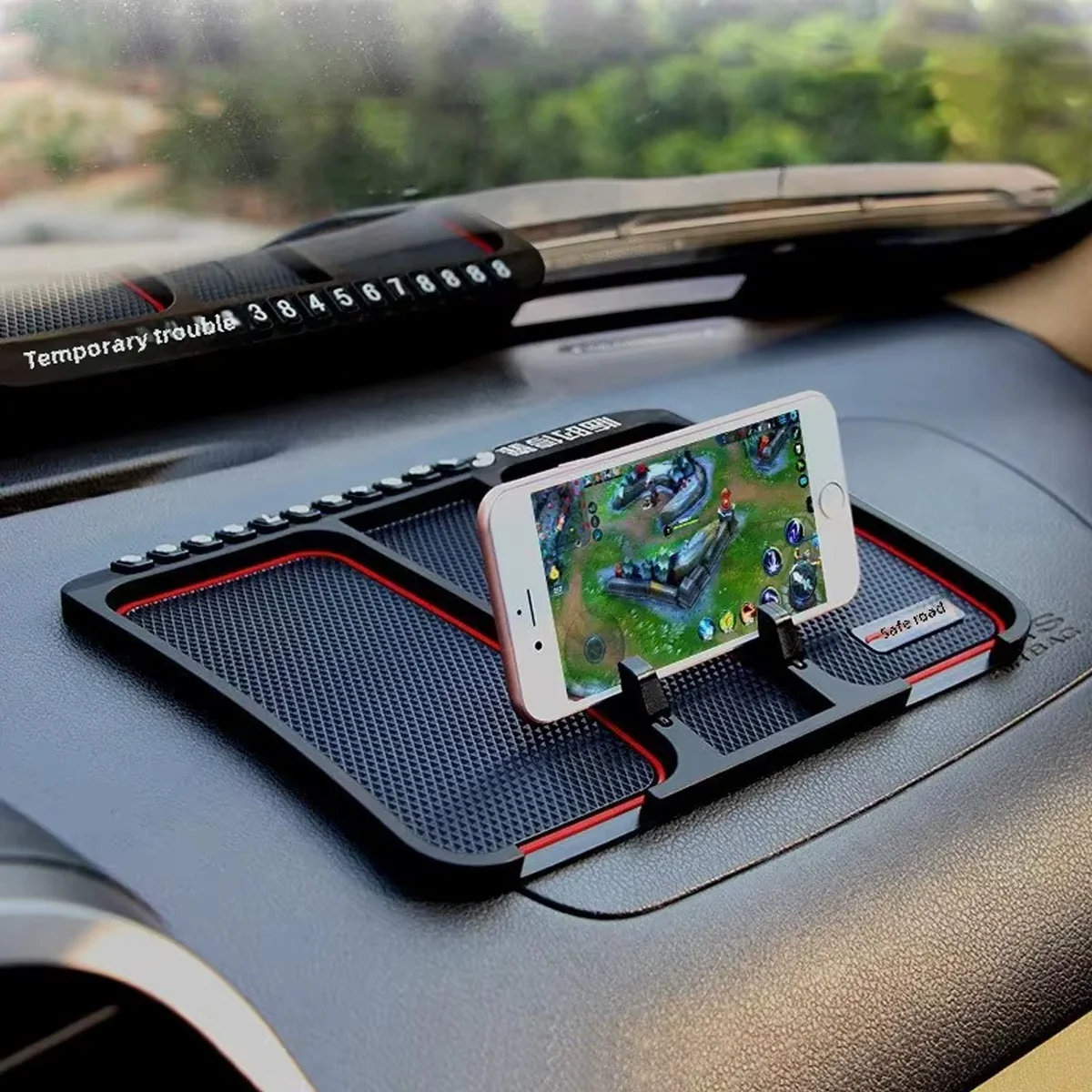 Car Anti Slip Pad Holder Car Phone Holder Multifunctional Internal Supplies Storage Pad Temporary Parking Number Universal 1pc