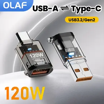 120W Type C To USB A OTG Adapter Fast Charging USB3.2 To Type C Female Adapter Fast Charging OTG For iPhone 15 16 Macbook iPad 1