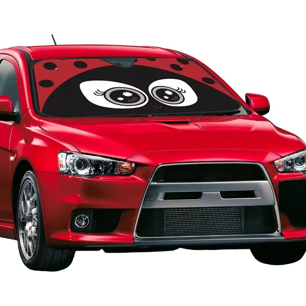 Cute Ladybug Windshield Sun Shade Front Protector Folding Car Sun Visor Blocks Uv Rays Keeps Your Vehicle Cool