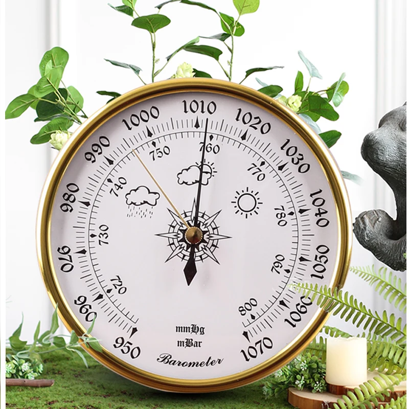 New 1pcs Weather Station Precision Aneroid Barometer 50 (128mm) Diameter  Round Dial Trac Outdoor Fishing Barometer Golden - AliExpress