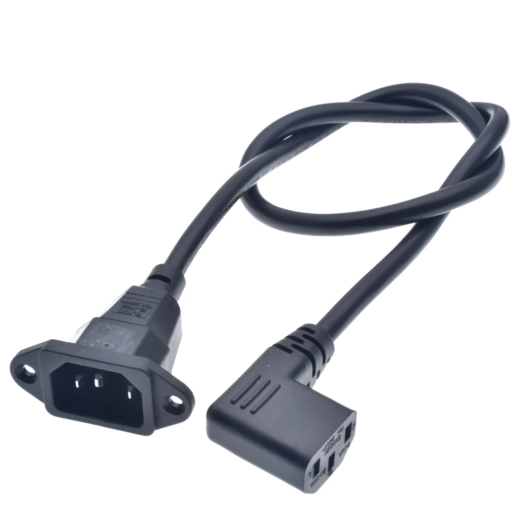 IEC320 C14 ~ C13 연장 코드 C14 나사 구멍 및 C13 각도 30/60cm 길이 H05VV-F 3G