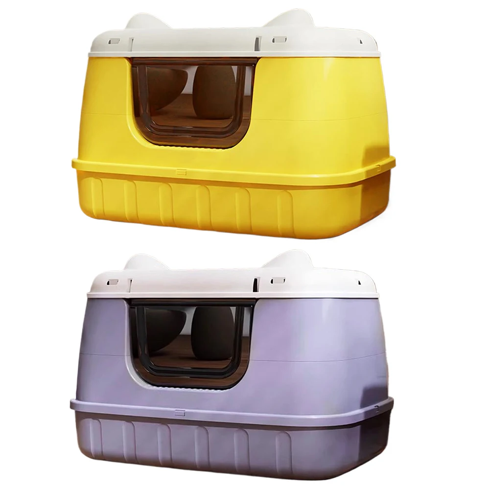 Large Cat Litter Box Enclosed Cat Bedpans Anti Splashing Cat Litter Pan with Handle Litter Tray for Larger Cat Breeds 6
