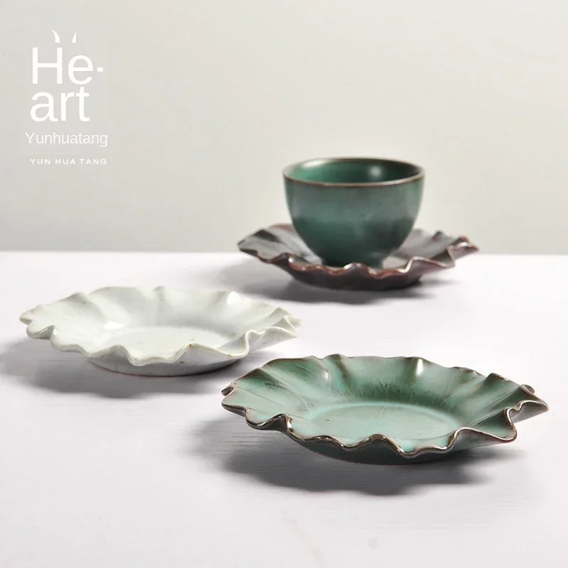 

Creative Japanese Earthenware Tea Manual Vintage Coasters Dehua Ceramic Kung Fu Tea Insulation Mat Saucer Tea Set Siteel