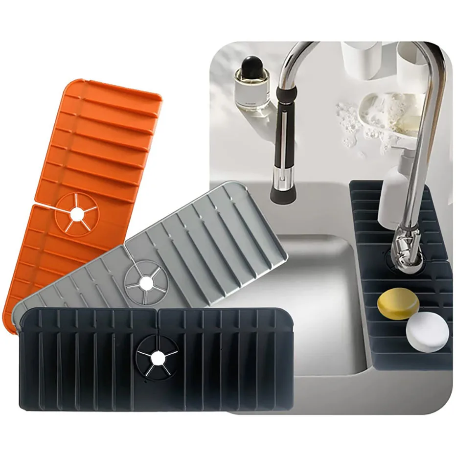 

Kitchen Faucet Sink Splash Guard Silicone Faucet Splash Water Catcher Mat Countertop Drip Protector Keep Drying Mat