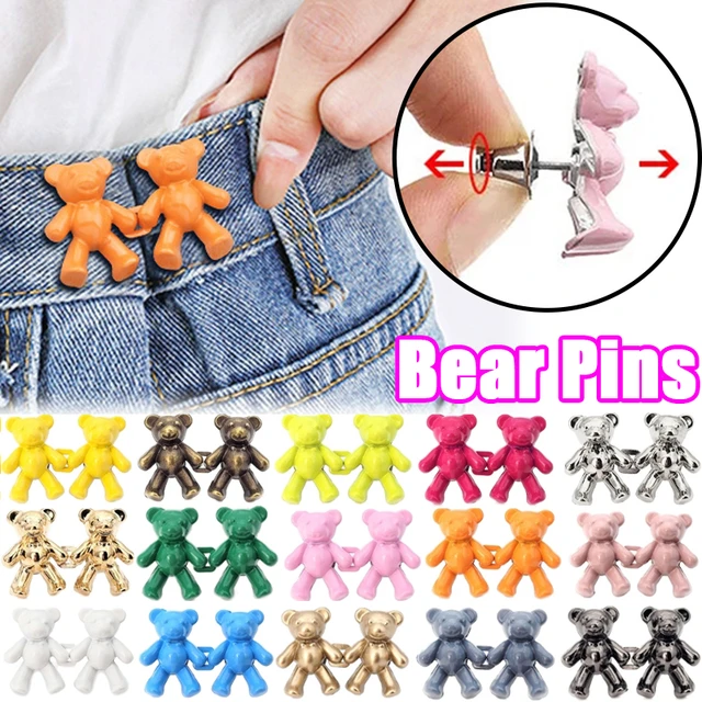 2Pcs Bear Shaped Jean Waist Buckle Adjustable Snap Pants Attacher