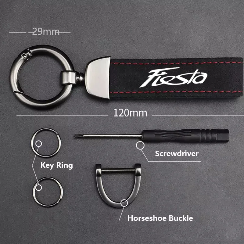 Elegant Suede Horseshoe Buckle Keychain Key Ring