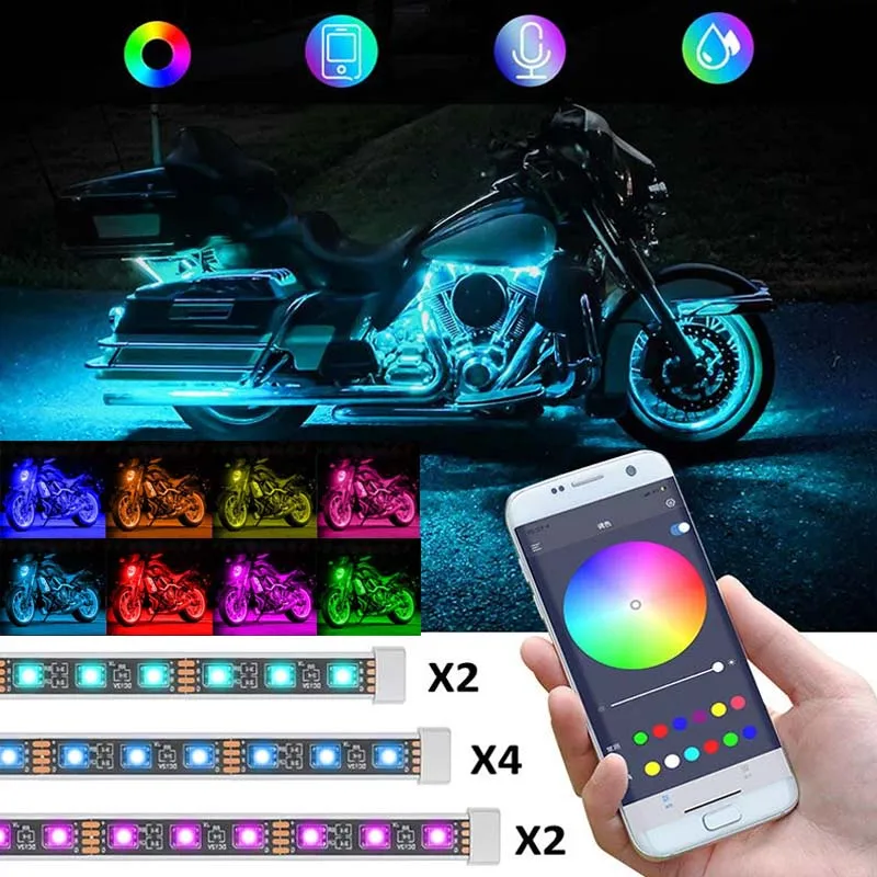 LED Lights for Motorcycle RGB APP Sound Control Electronic Accessories for Motorcycles Backlight Flexible Decoration Light Strip motorcycle led lights,motorcycle accessories