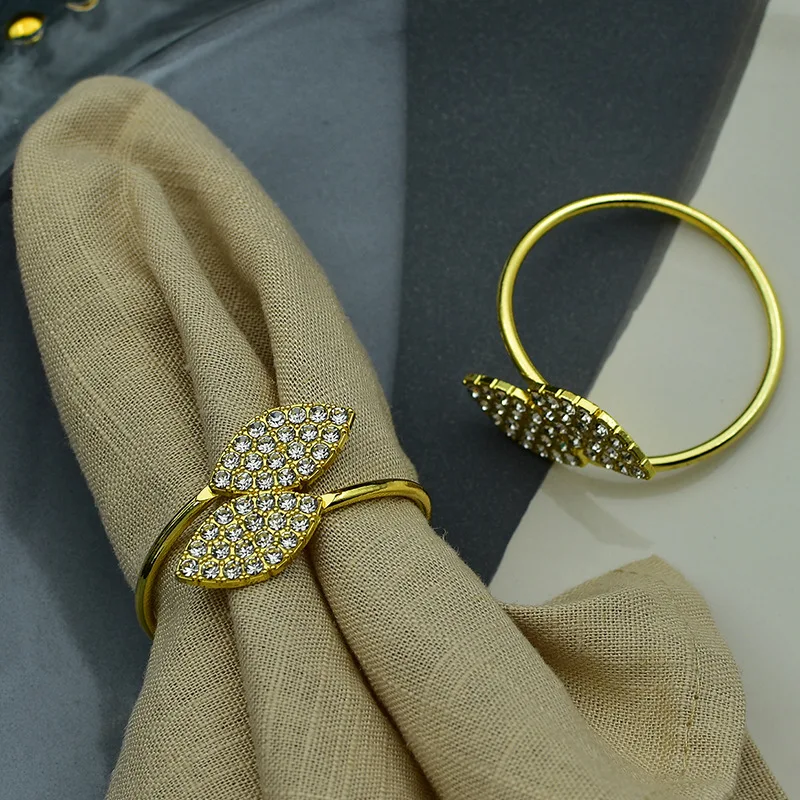 6Pieces Autumn Leaf Napkin Ring Gold And Silver Napkin Buckle Metal