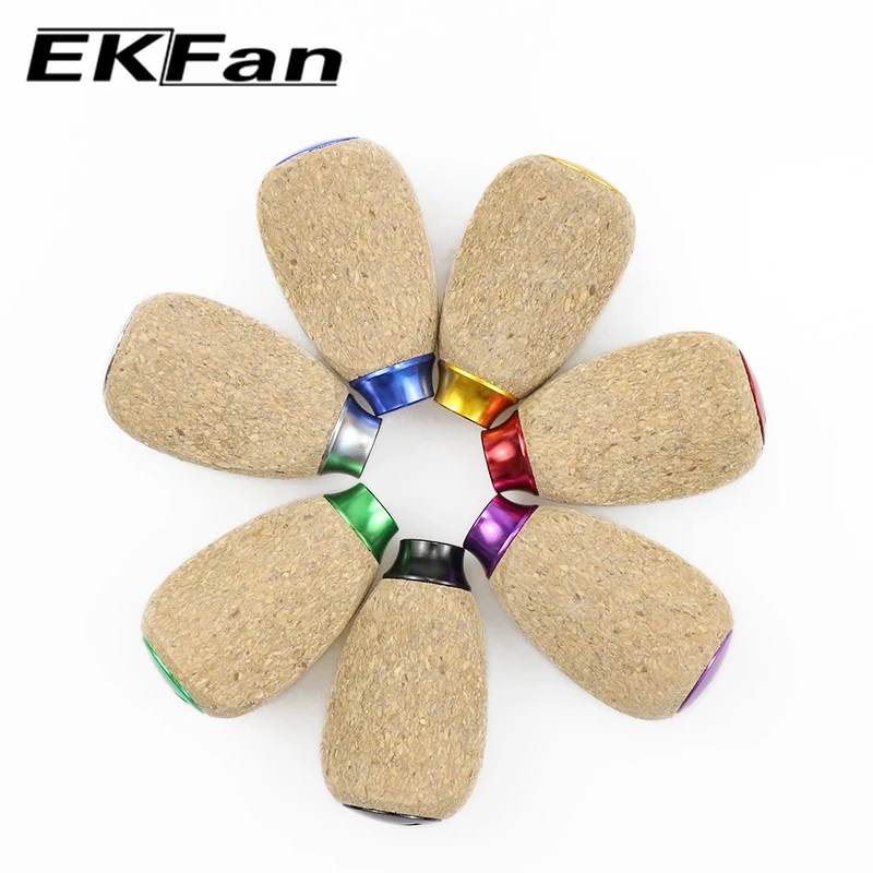 EKFan 1PC 42mm 코르크 나무 스피닝 베이트캐스팅 낚시릴 손잡이 (A/S/D용) 7*4*2.5mm 베어링 포함 루어릴 핸들 DIY 부품