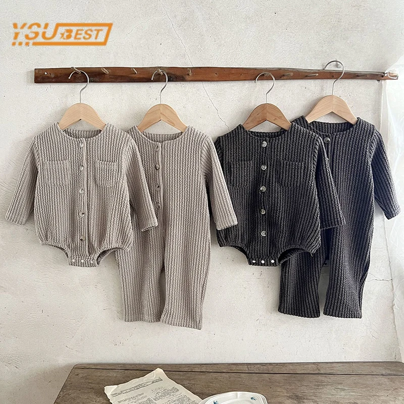 Baby Boys Girls Romper – Long Sleeve Newborn Coming Home Outfit, Striped & Solid Bodysuit (0-12 Months)