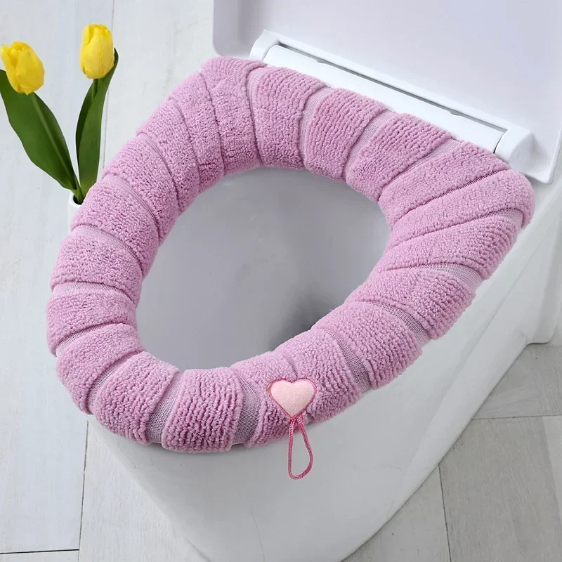 Winter Warm Toilet Seat Cover Mat Bathroom Toilet Pad Cushion with Handle Thicker Soft Washable Closestool Warmer Accessories 4
