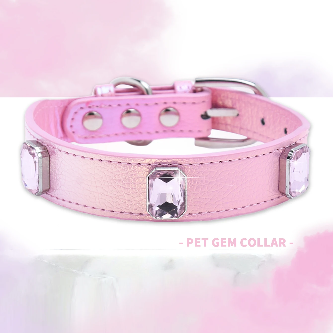 CP679--Pet Gem Collar, Adjustable Durable PU Collar for Dogs