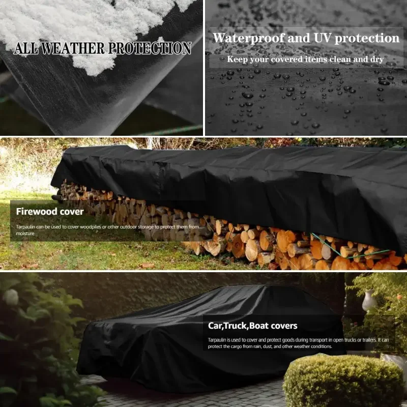Large Tarp Waterproof Tarpaulin Camp Rain Cover Canopy Sun Shade Sail Awning Tent 3x5 4x4 5*5 6 8m*8 10 12 15 20