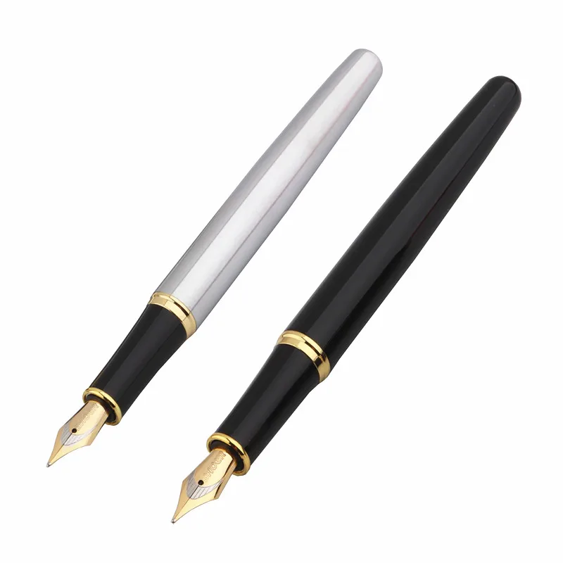 Fountain pen 388 Classic Stainless steel Business Medium Nib Fountain Pen Silver Golden Trim