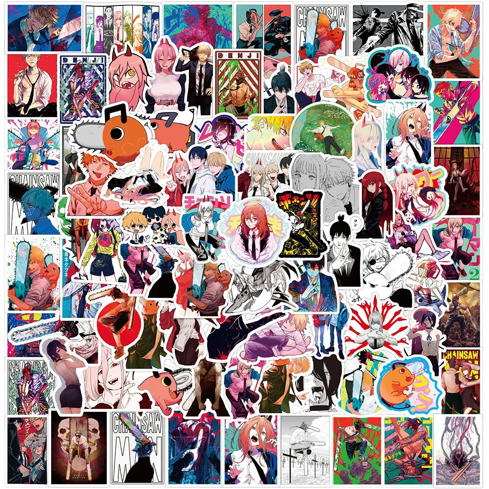 

10/30/50/100pcs Chainsaw Man Anime Stickers Cool Decals DIY Laptop Fridge Skateboard Tablet Waterproof Graffiti Kids Sticker Toy