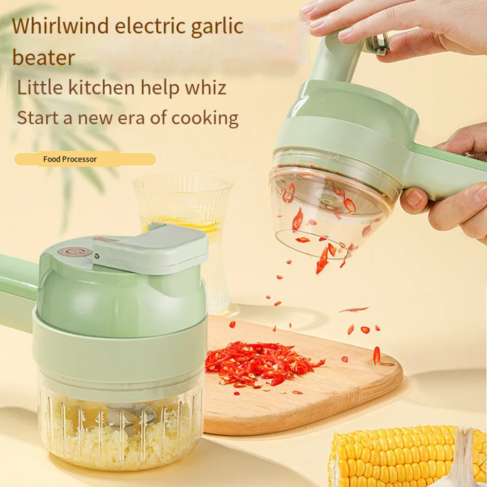 Retrok Electric Vegetable Cutter Set Handheld Garlic Chopper Onion Slicer -  Mini Wireless Portable Type-C Rechargeable Food Mincer Meat Grinder Food