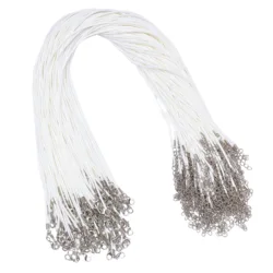 Vibrant Multicolor Waxed Leather Cord Necklace Set - 15 - Piece DIY Jewelry Accessory Collection - 45cm (White)