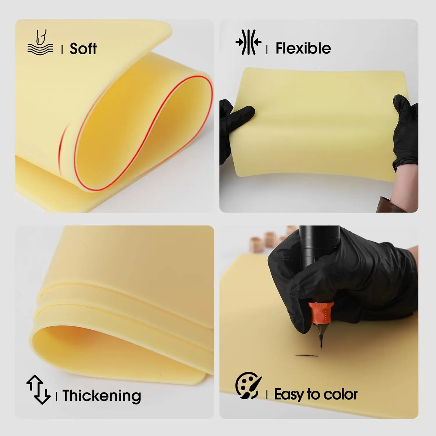 3mm EZ Tattoo Practice Skin Tattoo Fake Skin A4 20&times;30cm Silicone Double Sides Thickness Silicone Microblading Eyebrow Permanent