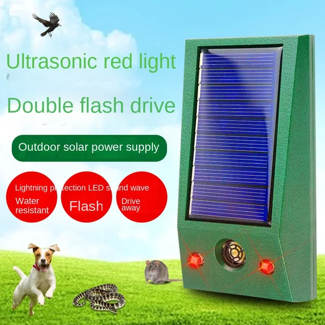Ultrahangos Állat Kültéri Kártevő Kutya Egér Madár Catcockroach Rovar Napenergia -Visszataszító Piros Lámpás, Hogy Elinduljon A Farkas - Image 2