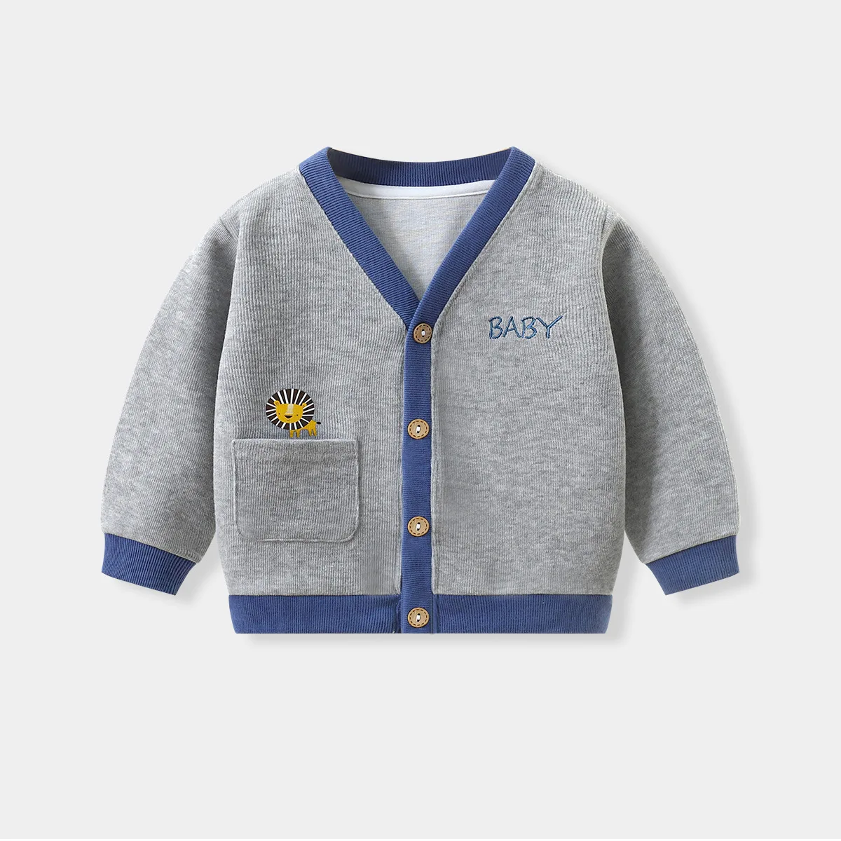 Boys Knitted Cardigan Spring Autumn Toddler Coat Long Sleeve V-neck