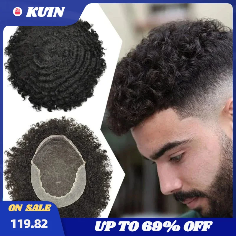 

Curly Hair Men Toupee Human Hair System For Black Men Lace And Pu Wigs Male Hair Prosthesis Wig For Man 20mm Curly Hair Toupee