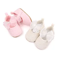 Infant Newborn Baby Girls Princess Shoes, Soft Bow Flower Non-slip Bottom First Walker Shoes Toddler Shoes 0-18M 2