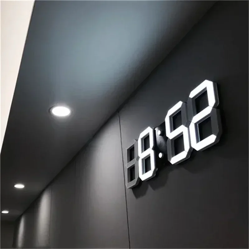 Decoration for Bedroom 3D Digital Wall Clock Home Adjustable Living Room Decor Night Light Mode Decorate Clocks Decorations