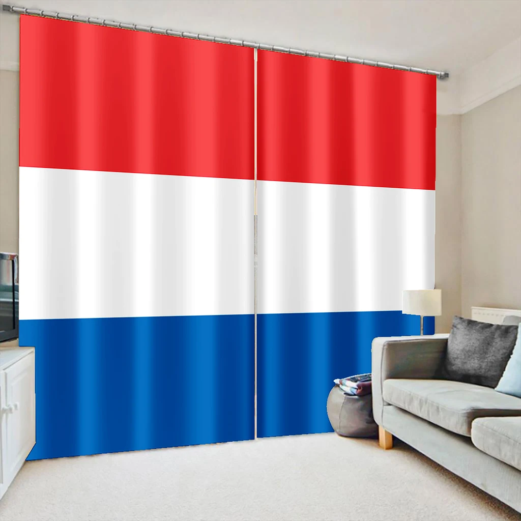 

Netherland Brazil Russia France USA Flag Picture Printed Curtain for Living Room Studio Hotel Curtain in National Day 2 Panels