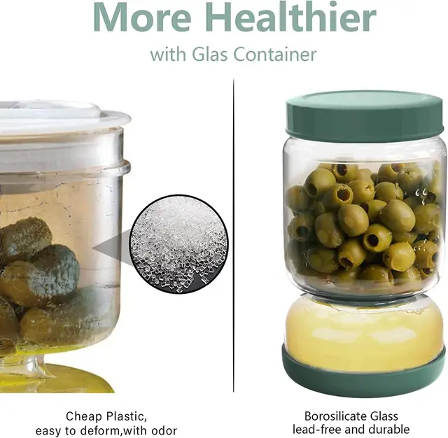 Travelwant Pickle and Olive Hourglass Jar Juice Separator Pickle