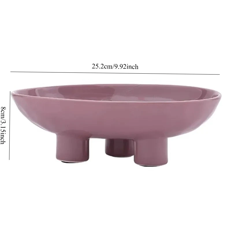 Solid Color Creative Ceramic High Legged Fruit Tray Living Room Tea Table Snack Plate Nut Plate Candy Plate Home Storage Tray