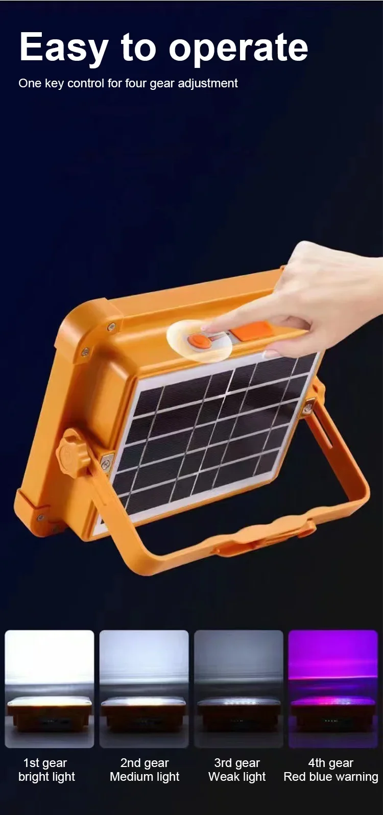 Description Picture 4 of item5000W New Flood Light Rechargeable Portable Solar LED Tent Light Lantern Emergency Night Market Light Outdoor Camping Bulb Lamp
