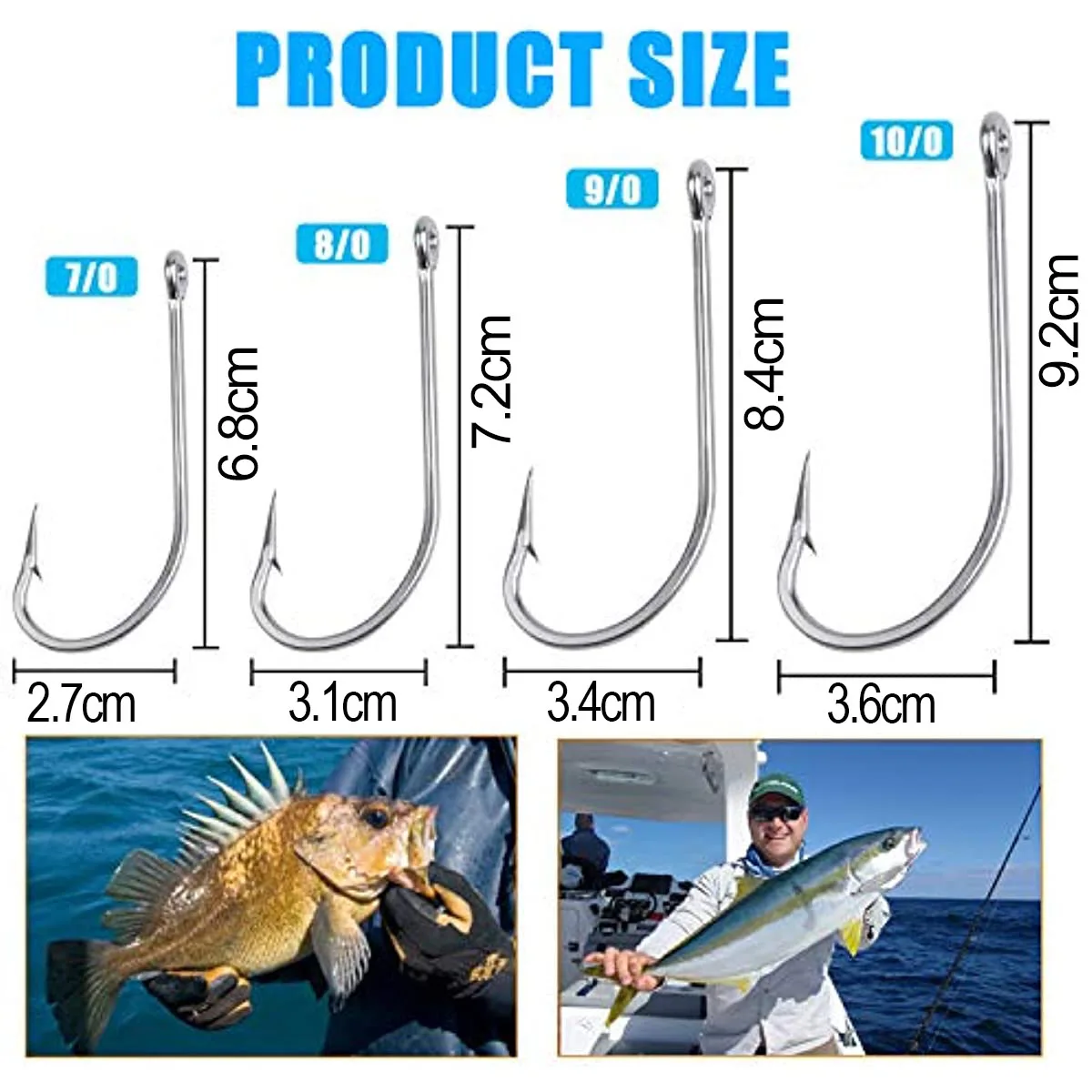 200PCS Fishing Hooks Saltwater O'Shaughnessy Forged Fish Hooks Stainless  Steel Long Straight Shank J Hooks