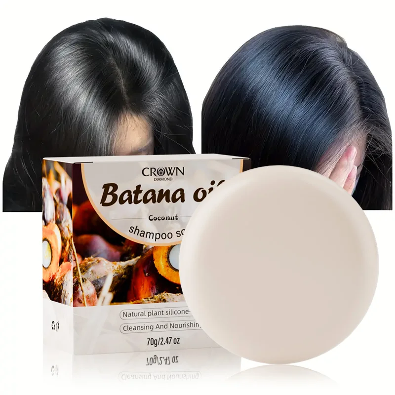 2-in-1 Natural Anti-Hair Loss Shampoo Bar with Batana and Rosemary Controls Oil Strengthens Roots Long-Lasting Coconut Oil Soap for plant shampoo