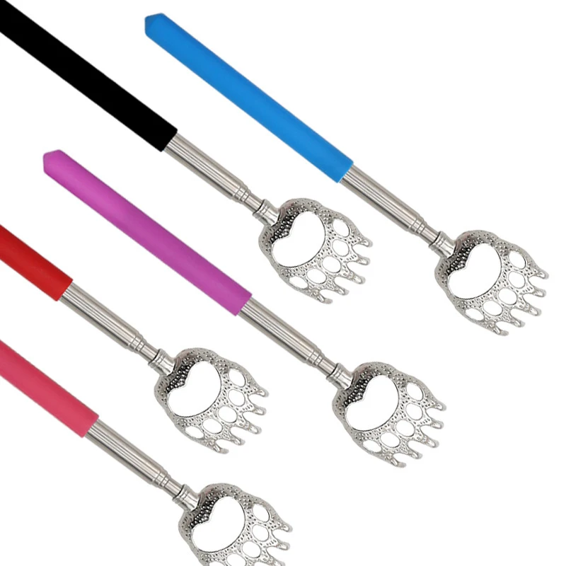 

Telescopic Back Scratcher Bear Claw Chicken Feet Telescoping Scalp Massager Tool with Soft Rubber Handles for Both Human Pets
