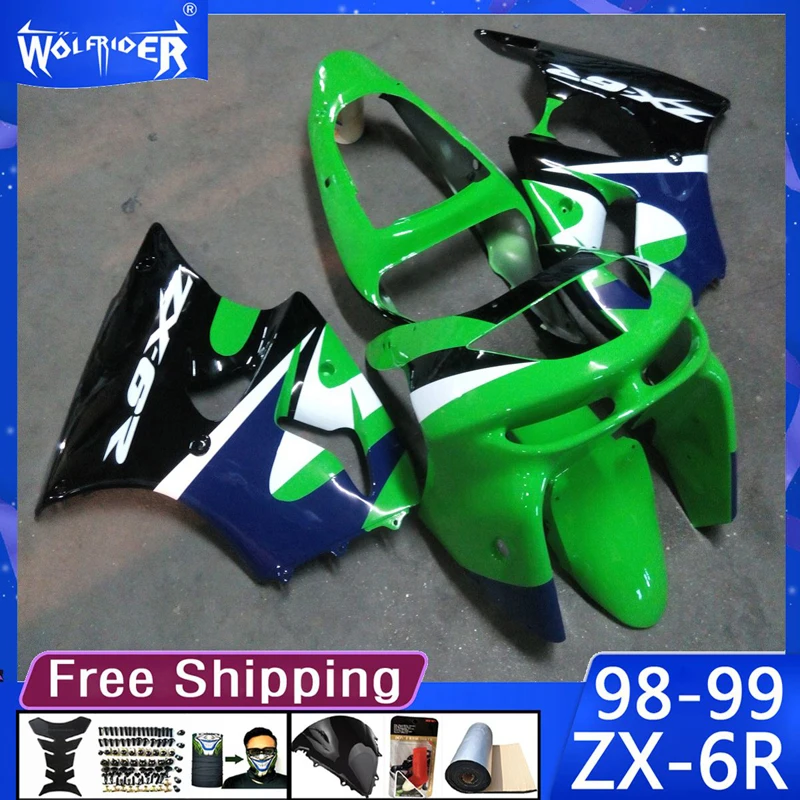 

Motorcycle cowl ABS plastic fairings for ZX6R 98 99 ZX-6R 1998-1999 Motorbike black blue fairing Manufacturer Customize cover