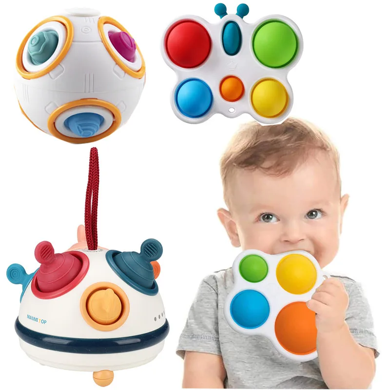 

Silicone Teething Toys For Babies Infant Montessori Toys 0 12 Months Sensory Rattle Teether Grasping Activity Development Toys