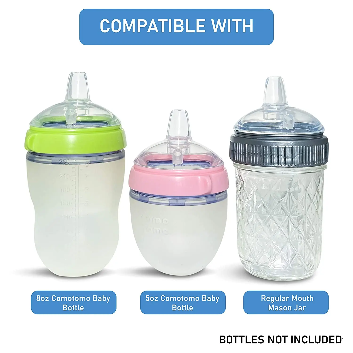 2pcs Sippy Spout Nipples for Comotomo Baby Bottle and for Mason Baby Bottle Easy To Clean Spill-Proof, 7CM Diameter 3