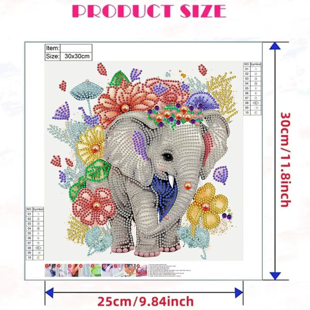 Photo Special Shaped Diamond Painting Kits Elephant Diy Crystal Rhinestones Diamond Painting Home Wall Decors 30x30cm