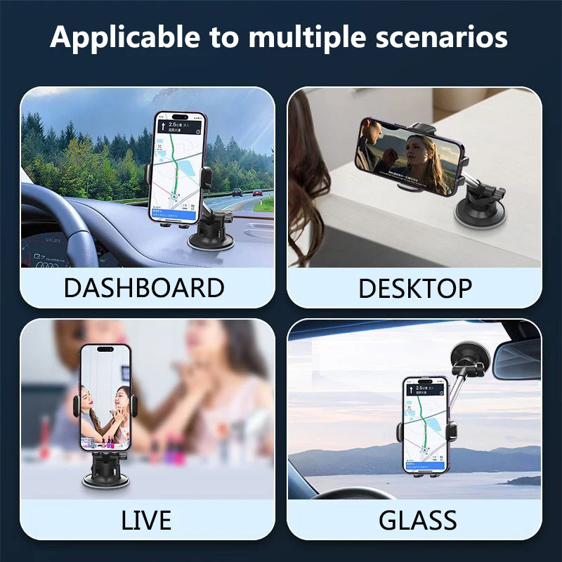 Car Phone Holder Adjustable Car Phone Mount Cradle 360° Rotation Dashboard Windscreen Suction Cup Mobile Phone Stand for iPhone